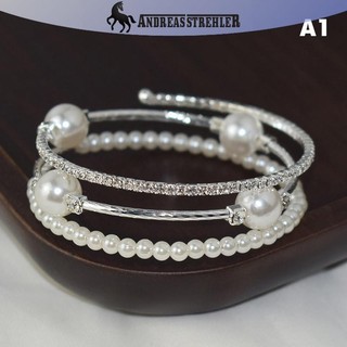 Onetimingfine Pha Lê Ngọc Trai Vòng Tay Nữ Kim Cương Giả Nhiều Lớp Có Thể Điều Chỉnh Lắc Tay Vòng Tay Mạ Bạc Charm Vòng Tay Trang Sức Quà Tặng VN