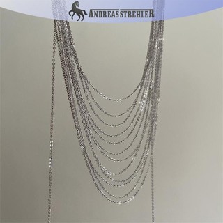 Onetimingfine Thời Trang Nhiều Lớp sel Vòng Cổ Ánh Sáng Màu Bạc Hợp Kim Xương Đòn Dây Xích Dành Cho Nữ Hợp Thời Trang Trang Trang Sức Quà Tặng VN