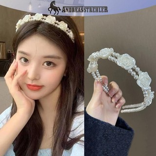 Onetimingfine Thanh Lịch Lớn Trắng Ngọc Trai s Dành Cho Nữ Cô Gái Đơn Giản Trắng Hoa Hồng Băng Đô Quấn Tóc Sóng Retro Hairhoop Mũ Đội Đầu Phụ Kiện VN