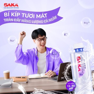 Thùng 24 Chai Nước Uống Ion Kiềm Đóng Chai Saka 555ml - Nước uống Detox với Công Nghệ Điện Phân Ion Kiềm Nhật Bản