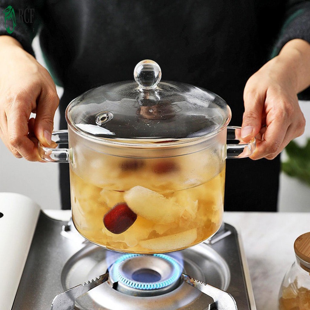 Nồi thủy tinh sốt để nấu nồi thủy tinh Silicon Boron cao hơn và nặng hơn để sử dụng trên bếp Gas và ngọn lửa mở