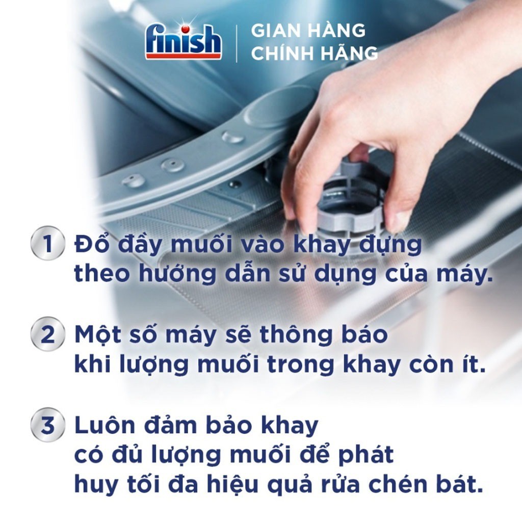 Muối rửa chén Finish - hộp 1,2kg giúp làm mềm và loại bỏ kim loại nặng trong nước - Hàng chính hãng