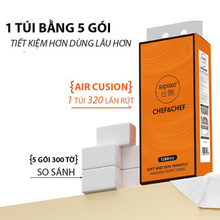 Bịch 1280 tờ Giấy ăn rút treo tường Chef&Chef, giấy khổ lớn - siêu dai, mềm mịn