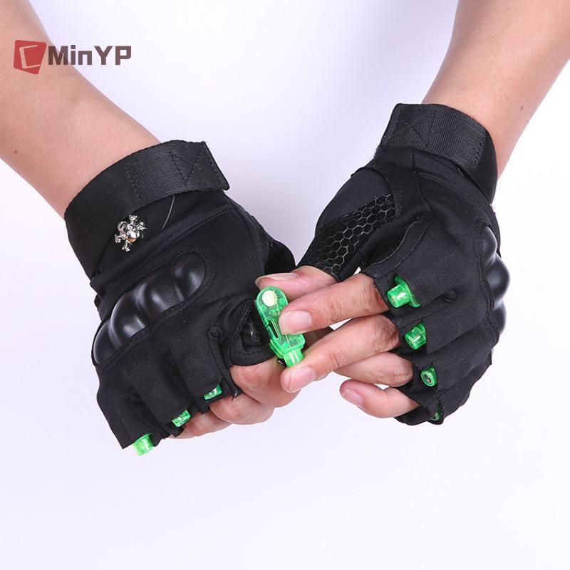 CMinYP Mới Chất Lượng Cao Găng Tay Laser Xanh Hộp Đêm Thanh Đảng Khiêu Vũ Ca Sĩ Đạo Cụ Khiêu Vũ Dj Găng Tay Cơ Đèn Led Vinh Quang