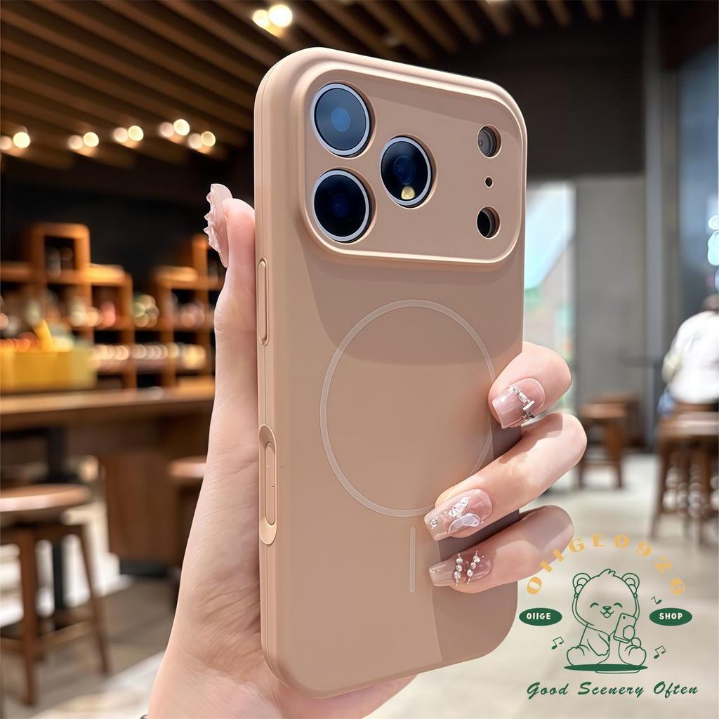 【 Ốp lưng iPhone17 】 Vỏ điện thoại từ tính silica gel lỏng màu cam iphone17 Pro Max 16 cho vỏ iPhone Vỏ mềm silicon TPU chống sốc