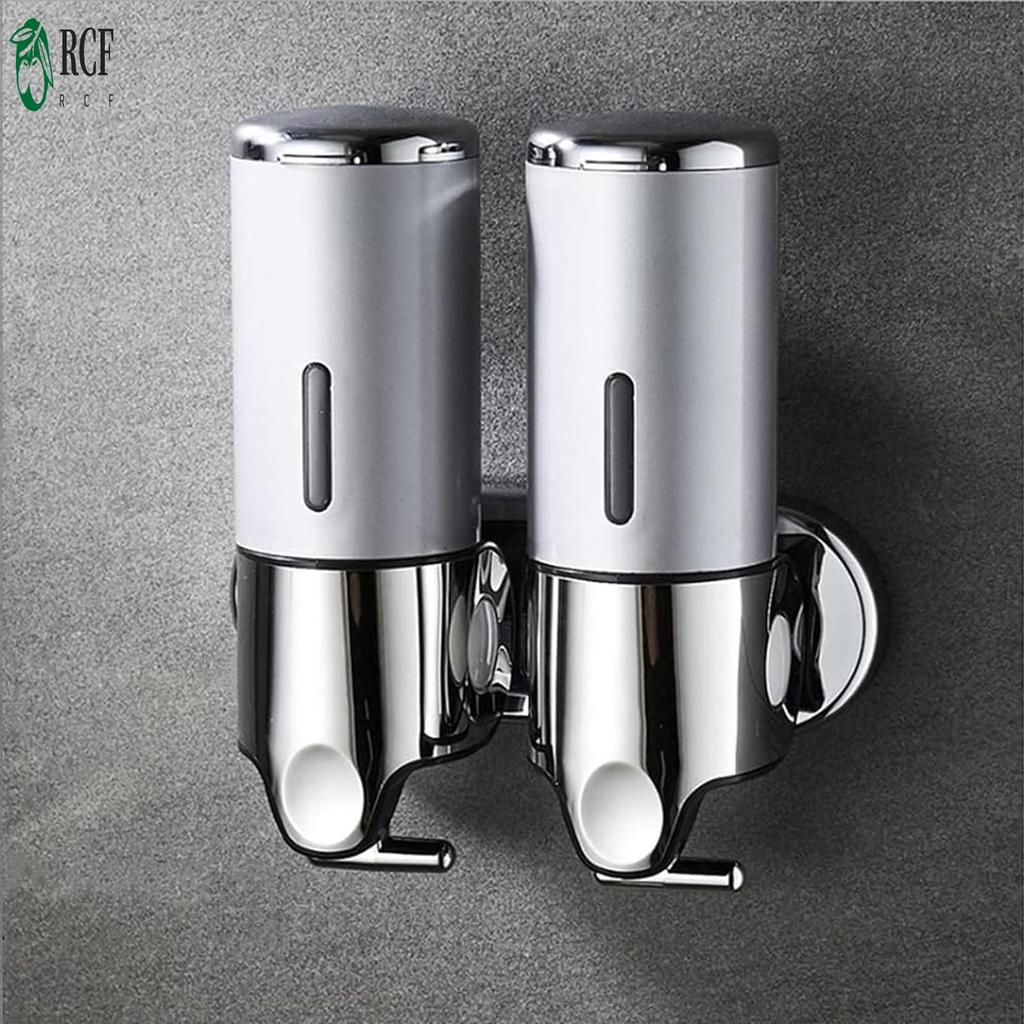 No-Drill 2 Buồng Xà Phòng Treo Tường Phòng Tắm Nước Rửa Tay Cho Gel Chất Lỏng Nước Rửa Tay