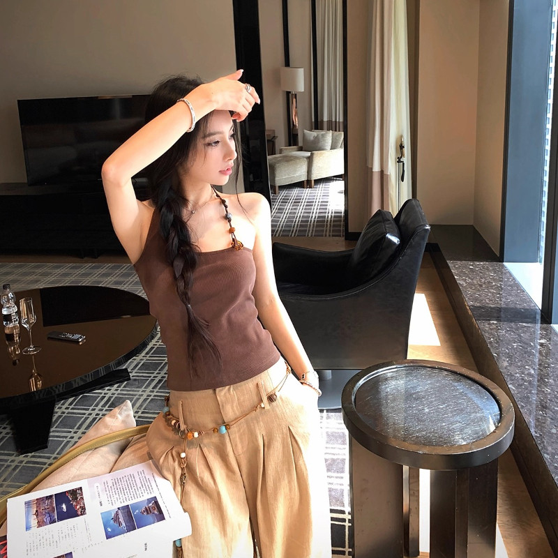 Hot Girl Slanted Vai Dây Camisole Mùa Hè Ngoài Top Nữ