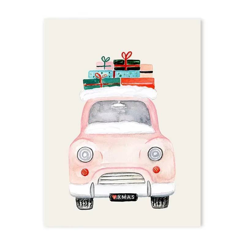 Giáng Sinh Vui Vẻ Treo Tường Nghệ Thuật In Áp Phích Ông Già Noel Xe Tải Quà Tặng Trang Trí Ngày Lễ Tranh Canvas Phòng Khách Hiện Đại Năm Mới Trang Trí Nhà