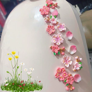 32 Cái / bộ Miếng Dán Xe Ô Tô Ốp Lưng Có Thể Tháo Rời Chống Thấm Nước Trang Trí 3D Đào Hoa Dán Xe Ô Tô Cho Lái Xe Xe Tải Tường Laptop Gương Chiếu Hậu