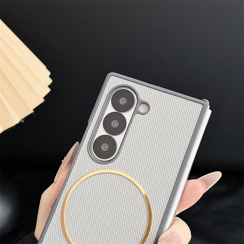 Ốp da từ tính lưới kim cương siêu mỏng cho Samsung Z Fold 7/6/5/4/3 Vỏ bảo vệ chống sốc