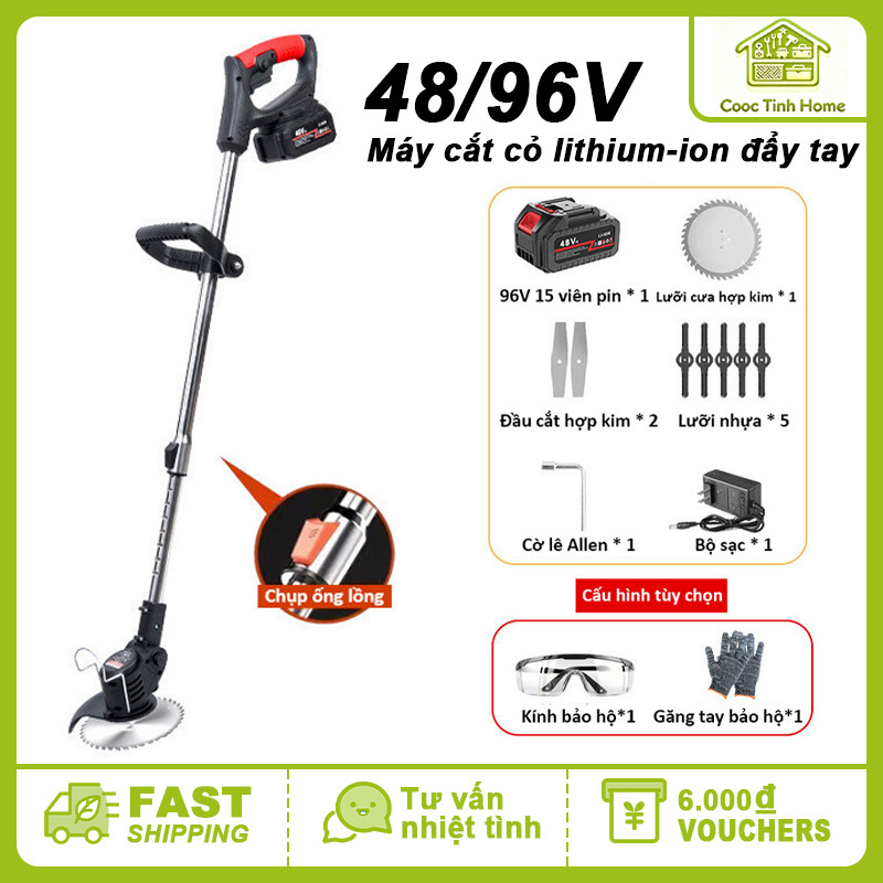 Máy Cắt Cỏ Cầm Tay Dùng Pin Sạc, Động Cơ Mạnh, Lưỡi Cắt Sắc Bén, Dọn Cỏ Sân Vườn Nhanh Chóng Tiện Lợi