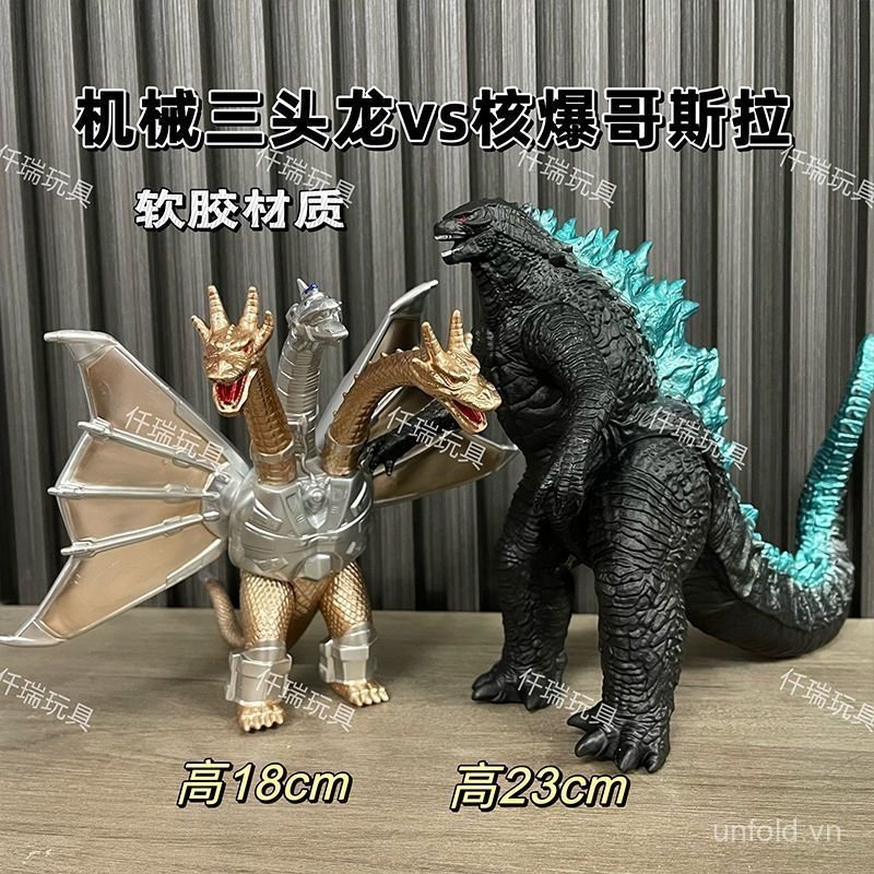 [Đồ chơi] Rồng ba đầu lớn Ghidorah vs Vụ nổ hạt nhân Quái vật Godzilla Cao su mềm Siêu nhân siêu nhân không thể phá vỡ Hình mô hình YLG3