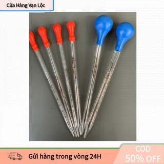 【vạn】Pipet Thủy Tinh Chia Vạch Dụng Cụ Lấy Mẫu Chất Lỏng Kèm Quả Bóp Mềm Dễ Dùng