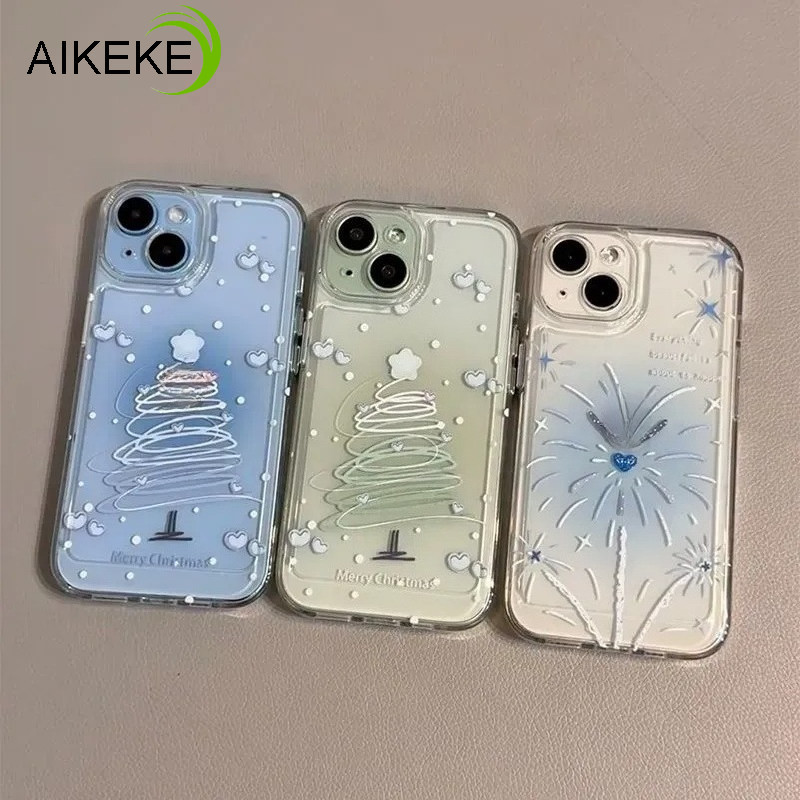 Cây Giáng Sinh Màu Gradient Siêu Mỏng Ốp lưng Samsung Galaxy S26 S25 Edge S24 S23 Plus Ultra FE S25 + S24 + S23 + 5G 4G Pháo Hoa Mặt Sau Mềm Chống Rơi Trong Suốt