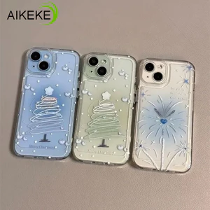 Cây Giáng Sinh Màu Gradient Siêu Mỏng Ốp lưng Samsung Galaxy S26 S25 Edge S24 S23 Plus Ultra FE S25 + S24 + S23 + 5G 4G Pháo Hoa Mặt Sau Mềm Chống Rơi Trong Suốt