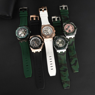 Đồng hồ nam mới Quarz Công sở Giải trí Thời trang Full Chức năng Chronograph Đồng hồ đeo tay Dây đeo silicon