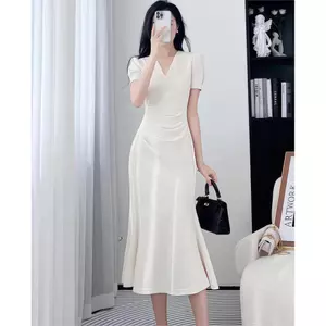 Đầm trắng dài qua gối công sở bigsize nữ đầm xinh nhẹ nhàng thiết kế cao cấp suông dáng
