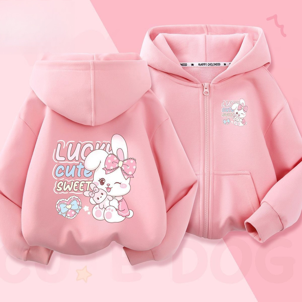 Bé Gái Hoạt Hình Zip Up Áo Khoác Xuân Thu Áo Khoác Thường Ngày In Hình Dễ Thương Áo Hợp Thời Trang Trẻ Em Trang Phục