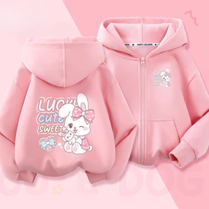 Bé Gái Hoạt Hình Zip Up Áo Khoác Xuân Thu Áo Khoác Thường Ngày In Hình Dễ Thương Áo Hợp Thời Trang Trẻ Em Trang Phục