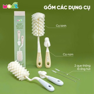 Bộ cọ rửa bình moaz eco 2 màu xám, be đánh bay mọi vết bẩn