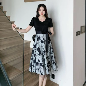 đầm đen hoa nhí suông dáng dài dự tiệc bigsize nữ xinh đầm tiệc sang chảnh cho mẹ trung niên