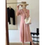đầm xinh hồng tay dài polo nữ vintage pháp dáng dài tiệc sang trọng đầm công sở trẻ trung suông hack dáng