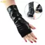 Pealike Nữ Đen Giả Da Ngón Găng Tay Biker Punk Xe Máy Lái Xe Găng Tay