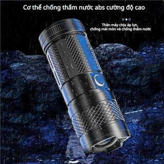 [cod] Đèn pin LED siêu sáng, đèn pin chống nước, sạc USB, đèn pin nhựa ABS, có thể zoom Phụ Kiện