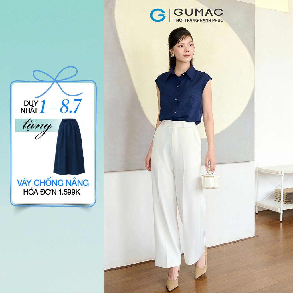 Quần Tây Nữ GUMAC Ống Suông Thanh Lịch Lưng Rời Hai Con Đỉa Chỉn Chu Hiện Đại QF11044