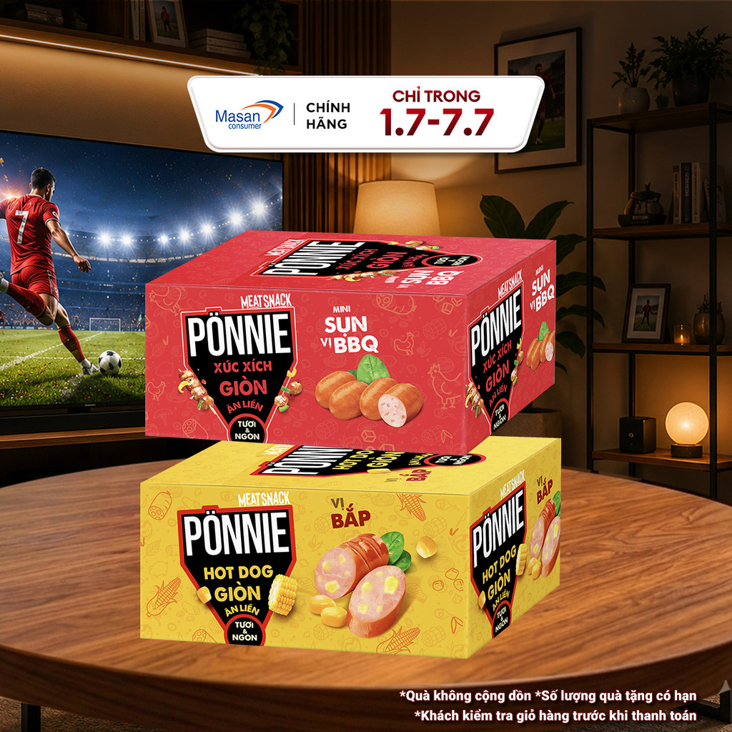 Combo 2 Hộp Hotdog Pönnie Giòn Ăn Liền Vị BBQ 20g x 20 Gói + Vị Bắp 28g x 20 Cây