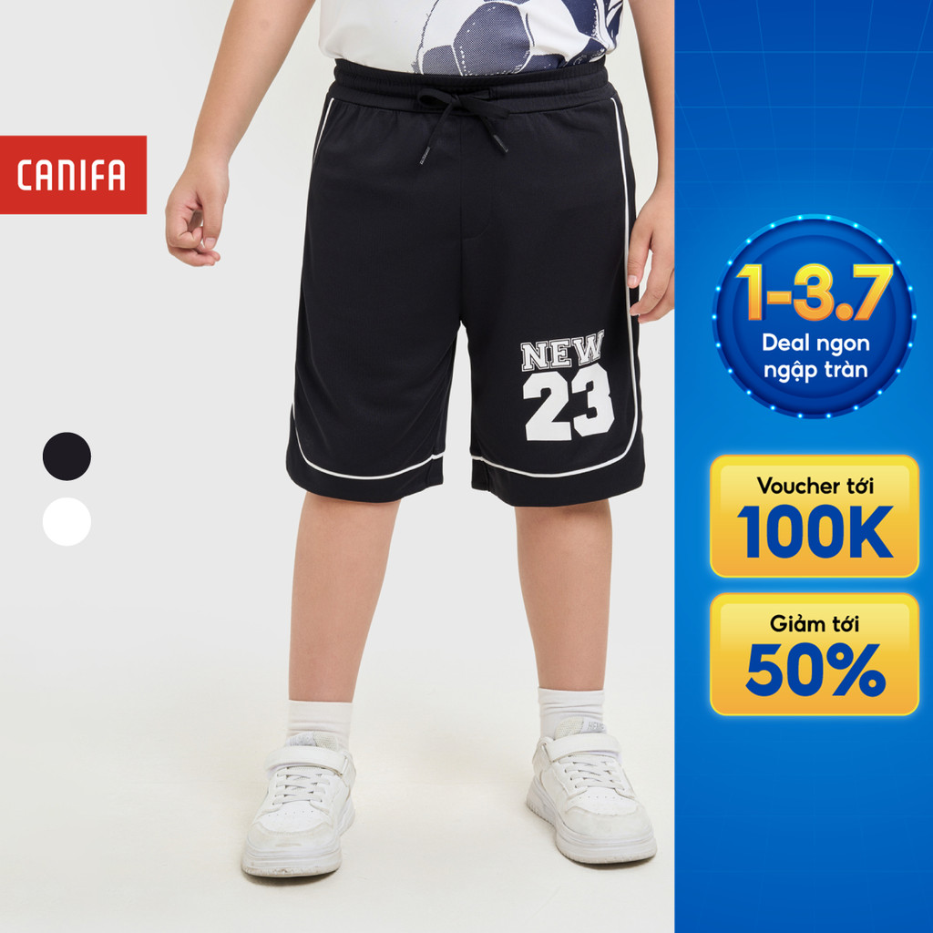Quần short active bé trai CANIFA ống rộng có hình in 2BS25S016