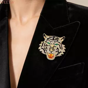 WEETW|Trâm cài, kim cương giả thông thường|Đầu Pin, Ba Lô Vàng Bạc Roaring Hợp Kim Động Vật Huy Hiệu Trang Sức