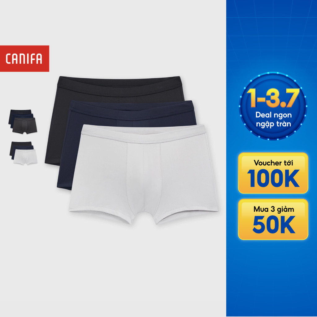 Combo 3 quần lót đùi nam CANIFA dáng trunks co giãn mềm mịn 8US26A004