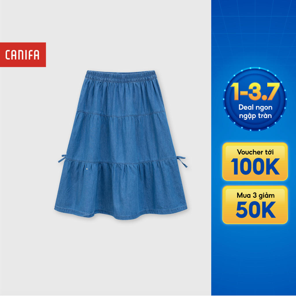 Chân váy bé gái CANIFA cạp chun dáng dài và xòe nhiều tầng 1KS26C001