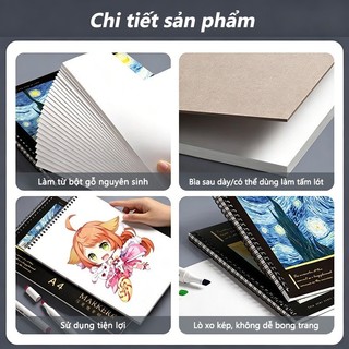 Vở Vẽ Mỹ Thuật, Sổ Tay Lò Xo Gáy Chắc, Giấy Dày Không Thấm, Chuyên Dùng Vẽ Màu Acrylic, Sổ Vẽ Học Sinh