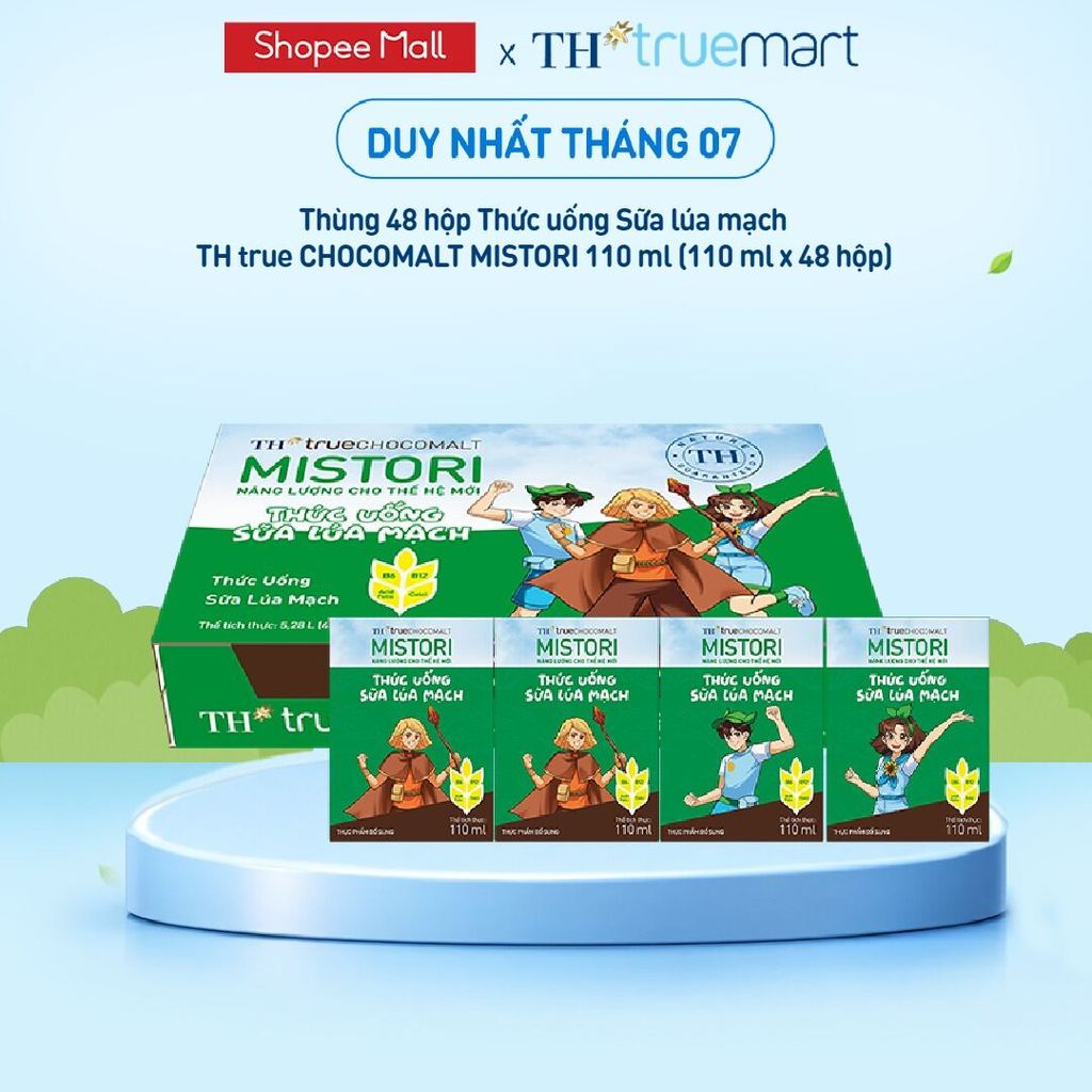[Livestream] Thùng thức uống sữa lúa mạch TH true CHOCOMALT MISTORI 110ml (48 Hộp)