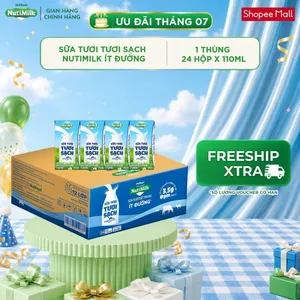 Thùng 24 Hộp Sữa Tươi Tươi Sạch NutiMilk Ít Đường Hộp 110ml