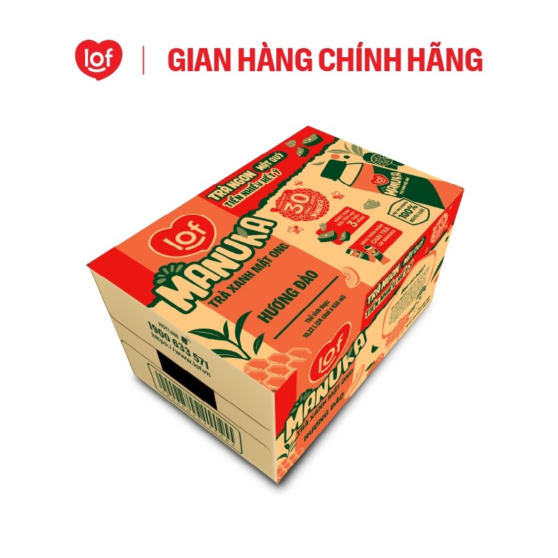 Trà xanh mật ong LOF Manuka hương đào thùng 24 chai x 430ml