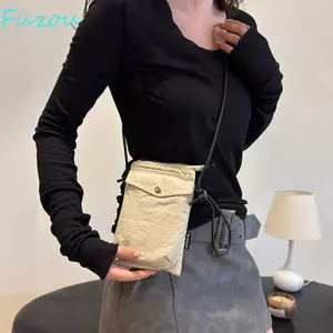 Túi đựng điện thoại Nylon FUJIOU, Dây da Ví điện thoại vuông phong cách Nhật Bản, Dây đeo nhẹ có thể điều chỉnh màu trơn Túi đeo chéo vải nhỏ hoạt động
