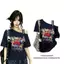 Phim hoạt hình mùa hè 2026 Ruy băng in hình Graffiti Váy ngắn tay Thiết kế thích hợp Slim-fit Slimmer Look Casual All match Trendy Top Women