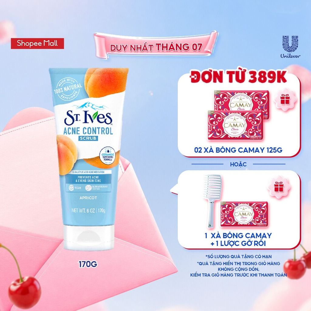 Sữa rửa mặt tẩy tế bào chết ngừa mụn St.ives chiết xuất Trái Mơ 170g