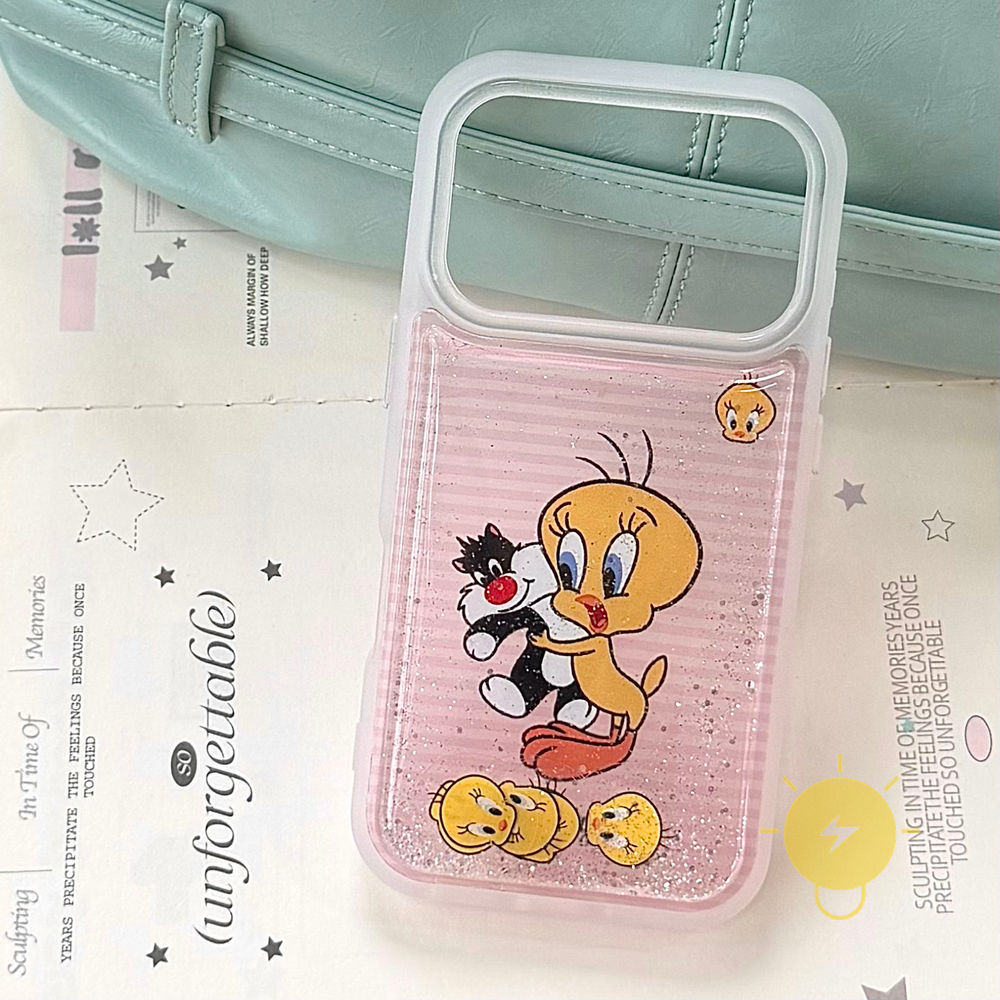 Phone Case For iPhone 17 Pro Max 16 15 14 13 TPU Stripe Quick-sand Aesthetic Korean Cute