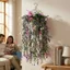 DONOVANQQ 8 Chiếc Cây Nho Treo Camellia Nhân Tạo, Lụa Thực Tế 15 Đầu Camellia Treo Tường Giấm, Lá Bạch Đàn Chống Tia UV Chống Thấm Nước Hoa Trailing Vine Ban Công