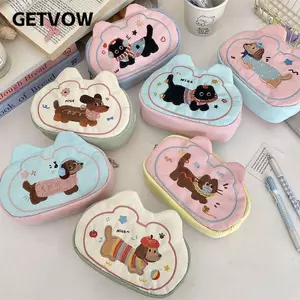 Túi đựng văn phòng phẩm GETVOW, Túi đựng bút thêu sức chứa lớn đa chức năng, Bút chì hoạt hình bằng sợi Polyester dễ thương Văn phòng trường học