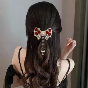 JSMINE Nơ, Kẹp Ngọc Trai, Mũ Đội Đầu Nữ Tính, Kẹp Nửa, Kẹp Tóc Mùa Xuân Đa Năng, Kẹp Tóc Tính Khí Thời Trang JASMINE