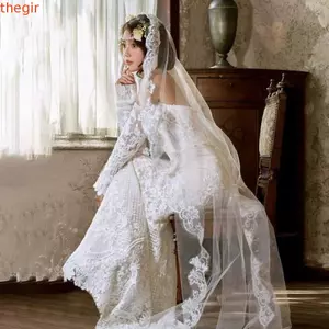 THEGIRL8B Khăn che mặt cô dâu, Khăn lau đám cưới dài một lớp, Màu trắng mới vải tuyn mềm ren hoa cô dâu đầu gạc phụ kiện đám cưới