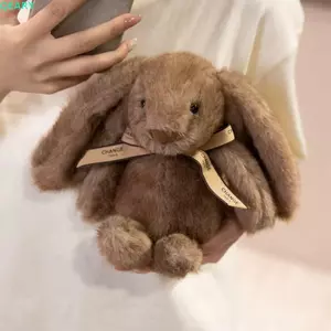 QEARY Lông Thỏ Sang Trọng Búp Bê, Lông Thú Mềm Mại Như Thật Thỏ Sang Trọng Đồ Chơi, Dễ Thương Lông Tơ Handmade Nơ Nhồi Bông Búp Bê Động Vật Ngọt Ngào
