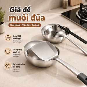 Giá Đỡ Muôi Vá Inox 304 Chống Gỉ DINO, Khay Gác Đũa Thìa Nhà Bếp Chống Bẩn Mặt Bếp Tiện Lợi