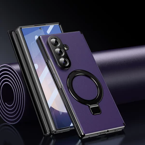Dành Cho Ốp Điện Thoại Từ Tính Cho Samsung Galaxy Z Fold 8 7 6 5 4 Da Bản Lề Giá Đỡ Toàn Màn Hình Kính Bảo Vệ