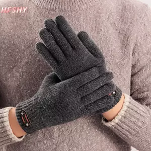 HFSHY Nam Nữ Ấm Áp Mùa Đông Màn Hình Cảm Ứng Găng Tay Co Giãn Cổ Điển Đan Găng Tay Len Full Ngón Đi Xe Đạp Ngoài Trời Găng Tay Lái Xe VN